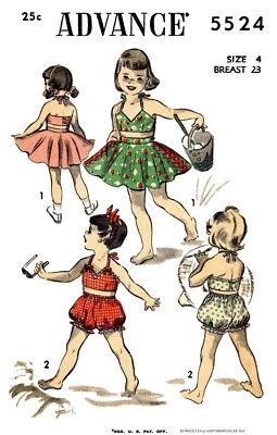 ADVANCE 5524 Pattern Summer Girls Beach Sunsuit PLAYSUIT - Image 1 of 4