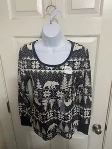 NWT Old Navy Soft Thermal Knit Tee Shirt Women Pajama Top Long Sleeve Fair Isle - Picture 1 of 6