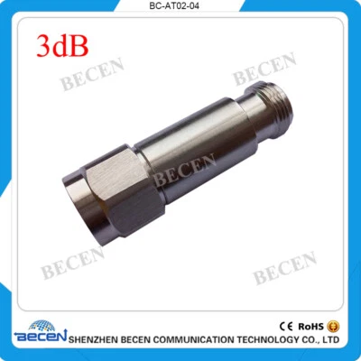 BECEN Fixed Attenuator 2W N 3dB Attenuator Plug male to Jack female 2 Watt DC-3Ghz