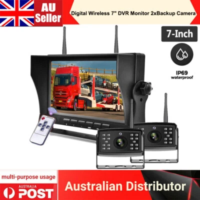 Digital Wireless 7" DVR Monitor 2xReversing Camera 50m Working Range Caravan Bus - Image 1 of 4