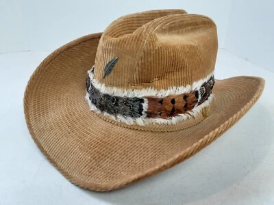 De Colección Resistol Pana Diligencia Sombrero de Vaquero Occidental Pluma Banda Prendedor Talla 7 1/8 Foto 1 de 4