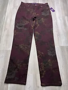 Gloria Vanderbilt Purple Floral Amanda Stretch Jeans Womens Sz 8 All Over Print - Bild 1 von 13