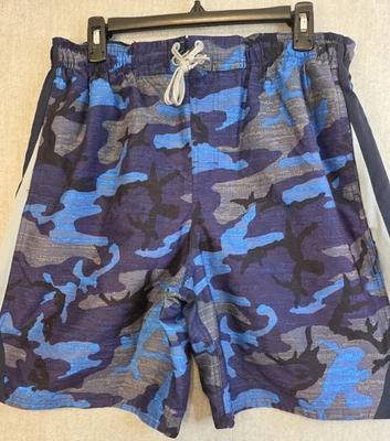 Nike Board Shorts Mens L Blue Black Grey Camo Swim Trunks Lined Drawstring Logo - Image 1 of 4