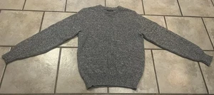 Vintage Lands End Sweater Mens Medium Blue Wool Blend Crewneck Made in USA - Picture 1 of 5