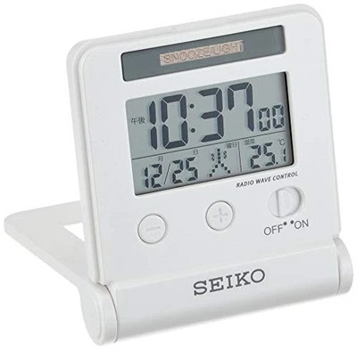SEIKO Clock Traveler Alarm Clock Radio Digital Automatic Lighting SQ772W - Image 1 of 4