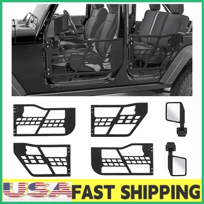 Paquete de 4 puertas tubulares todoterreno para Jeep Wrangler JK 2007-2018 con espejos Foto 1 de 4