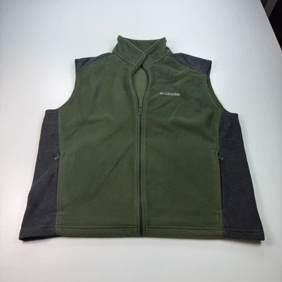 Chaleco polar Columbia para hombre extra grande XL verde cremallera completa cuello falso al aire libre Foto 1 de 4