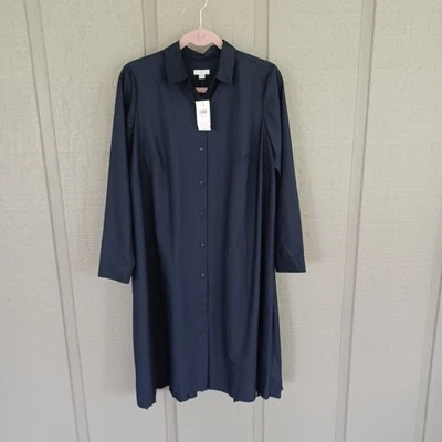 Vestido Camisa Jill Plisada Espalda Talla S Mujer Minimalista En Azul Marino Cuello Foto 1 de 4