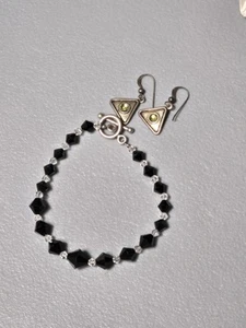 Sterling Silver 925 Bracelet with Beads & Earrings - Picture 1 of 14