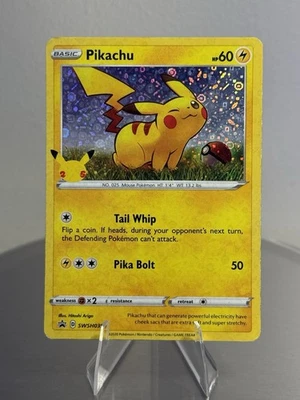 Pokémon TCG Pikachu SWSH039 Sword & Shield Black Star Cosmos Holo Promo Card - Image 1 of 2