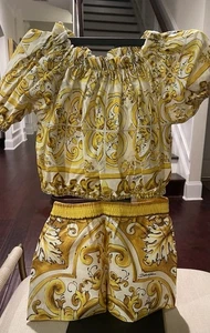 Dolce & Gabbana Girls Maiolica Gialla Beautiful Short Set Size 5 ~$900 Retail - Picture 1 of 18