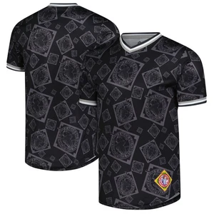 Men's Stitches Black Negro League Baseball Allover Print V-Neck Baseball Jersey - Picture 1 of 3