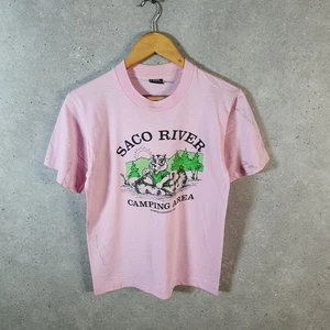 T-shirt vintage Screen Stars Saco River Camping North Conway USA anni 90 uomo S - Foto 1 di 8
