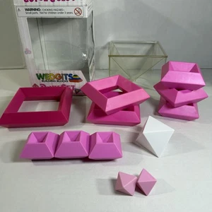 Wedgits Building Blocks 12 Piece (missing 3) PINK Set Plus Storage Rack **READ* - Picture 1 of 18