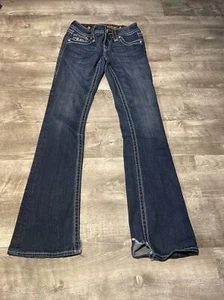 Rock Revival Jeans Womens 26 Deborah Bootcut Blue Stretch Flap Pockets - Picture 1 of 12