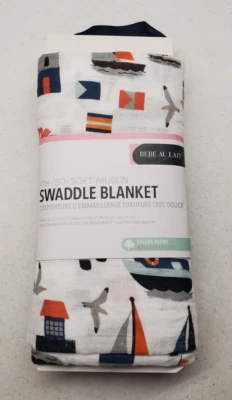 Bebe au Lait Oh-So-Soft Muselina Envoltura Manta Multicolor Náutica Barcos Marinos NUEVO Foto 1 de 4