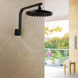 Barra de brazo de ducha de cuello de ganso negra + rociador de cabeza de ducha de lluvia de 8 pulgadas para baño - Imagen 1 de 9