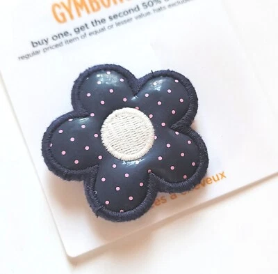 Gymboree Girls "Miss Mouse" Navy Polka Dot Flower Hair Barrette NWT - Image 1 of 2
