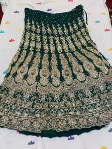 New asian wedding dress nice green colour and is fully loaded - Picture 1 of 14