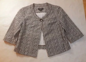 Damen Talbots braun cremeweiß Print Jacke ein Knopf 3/4 Ärmel Größe 10P - Bild 1 von 6