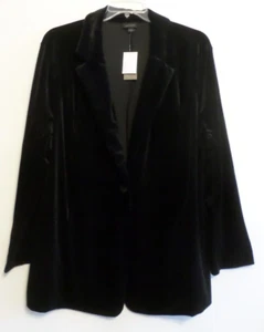 NWT! J JILL WEAREVER BLACK VELVET KNIT BLAZER-3X ONE BUTTON FRONT-GORGEOUS! - Picture 1 of 4