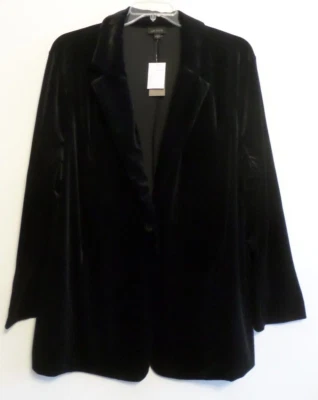 ¡NUEVO CON ETIQUETAS! CHAQUETA DE PUNTO TERCIOPELO NEGRO JILL WEAREVER - 3X UN BOTÓN DELANTERO - ¡HERMOSA! Foto 1 de 4