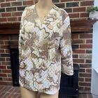 ALFRED DUNNER Womens Top Open Front Blazer  Floral Print Top Size PXL Pre Owned