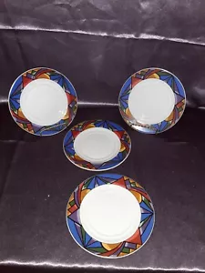 Vintage Lot of 4 SAKURA Sunset Mountain 1993 Saucers - Picture 1 of 3