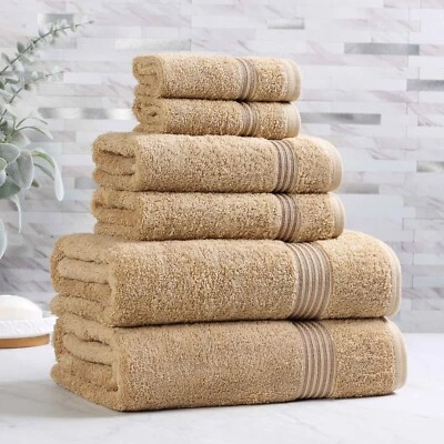 600 GSM Heritage Egyptian Cotton Plush Highly Absorbent Luxury 6 Piece Towel Set - Image 1 of 4