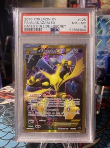 2016 POKEMON XY #125 ALAKAZAM EX SECRET FULL ART HOLO FATES COLLIDE NM-MT PSA 8 - Picture 1 of 2
