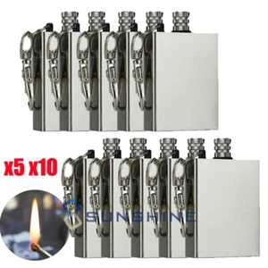 5/10x Permanent Match Emergency Fire Starters Striker Set Metal Lighter Keychain - Picture 1 of 24