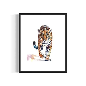 Jaguar Watercolor Animal Art Print Poster City Wall Art Painting Artwork - Picture 1 of 6