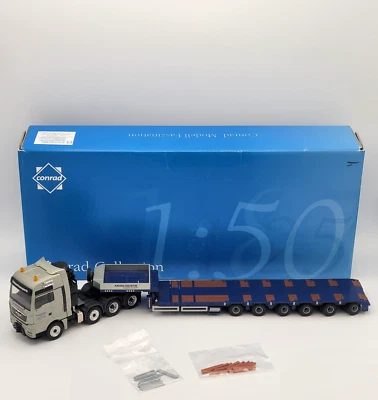 Conrad 70178-03 MAN TGX SLT w/ Goldhofer STZ-H6 Low Loader 1/50 Scale Diecast - Image 1 of 4