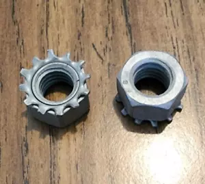 3/8-16 Zinc Plated Steel Lock Hex Nut w/ attached Ext Tooth Lock Washer (2 Lot) - Picture 1 of 1