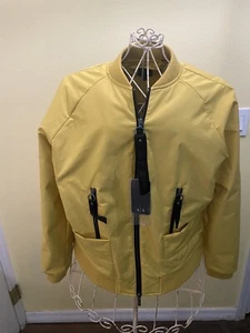 A|X Armani Exchange Women’s Yellow Blouson Jacket Bomber Biker Jacket Med NWT - Picture 1 of 14