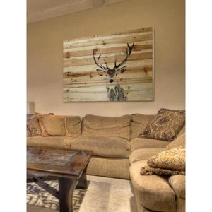 Unbranded Wall Sculpture 30"Hx45"W Inquisitive Deer By Parvez Taj PrintedNatural - Picture 1 of 7