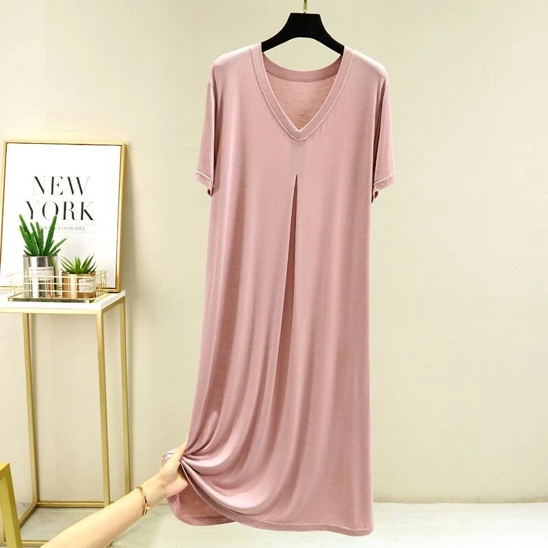 Women Short Sleeve Nightshirt Sleep Shirt Tee Pajama Top Dress T-Shirt Nightgown - Image 1 of 4
