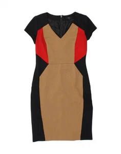 NEXT Womens Bodycon Dress UK 10 Small Brown Colourblock Polyester BF02 - Picture 1 of 3