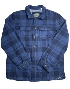 Chaqueta de franela pesada Levis para hombre talla XL azul marino a cuadros - Imagen 1 de 5