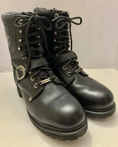 Harley Davidson Mens Boots Faded Glory Black Leather Size 11 #91003 Motorcycle - Picture 1 of 13