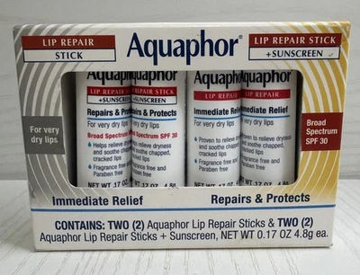 4 Aquaphor Hidratante Reparación Labial + Barra Protector Solar FPS 30 0.17 OZ Ea Exp 06/26 Foto 1 de 2