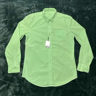 CALVIN KLEIN SLIM FIT GREEN DRESS SHIRT MENS MEDIUM - Image 1 of 4