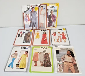 Vtg 80s Simplicity Pattern Lot Of 9 Womens Assorted Fashion Sz 12 Factory-Folded - Picture 1 of 22