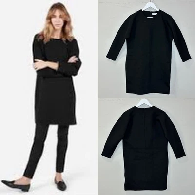 Everlane Heavyweight Scuba Round Neck Dress Black Cotton Women Medium NWOT - Image 1 of 4