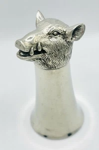 VINTAGE .950 STERLING SILVER STIRRUP CUP GOBLET WILD BOAR HOG PIG 119.3g ESTATE - Picture 1 of 6