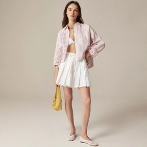 ¡¡NUEVO CON ETIQUETAS!! J. Minifalda CREW Plisada Cintura Corbata Blanca Sólida Popelina Plisada Mediana - Imagen 1 de 21