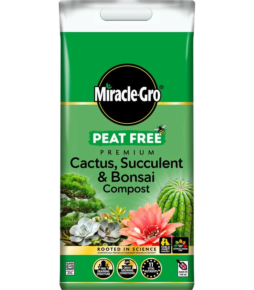 MIRACLE GRO Miracle-Gro Peat Free Premium Cactus, Succulent & Bonsai Compost 10L -Ideal Soil