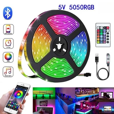 LED Strip Lights 5050 RGB Colour Changing Tape TV Under Cabinet Kitchen Lighting - Image 1 of 4