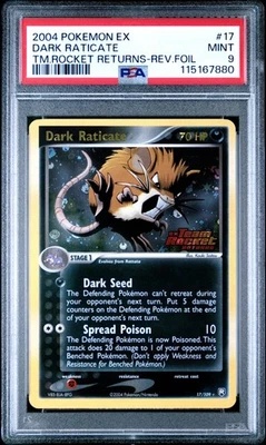 2004 POKEMON EX TEAM ROCKET RETURNS #17 DARK RATICATE-REVERSE FOIL PSA 9 - Image 1 of 2