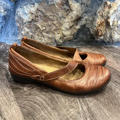 Women's Naturalizer Cognac Brown Leathr Mary Jane Slip On Shoes Size 7.5 Comfort - Image 1 of 4